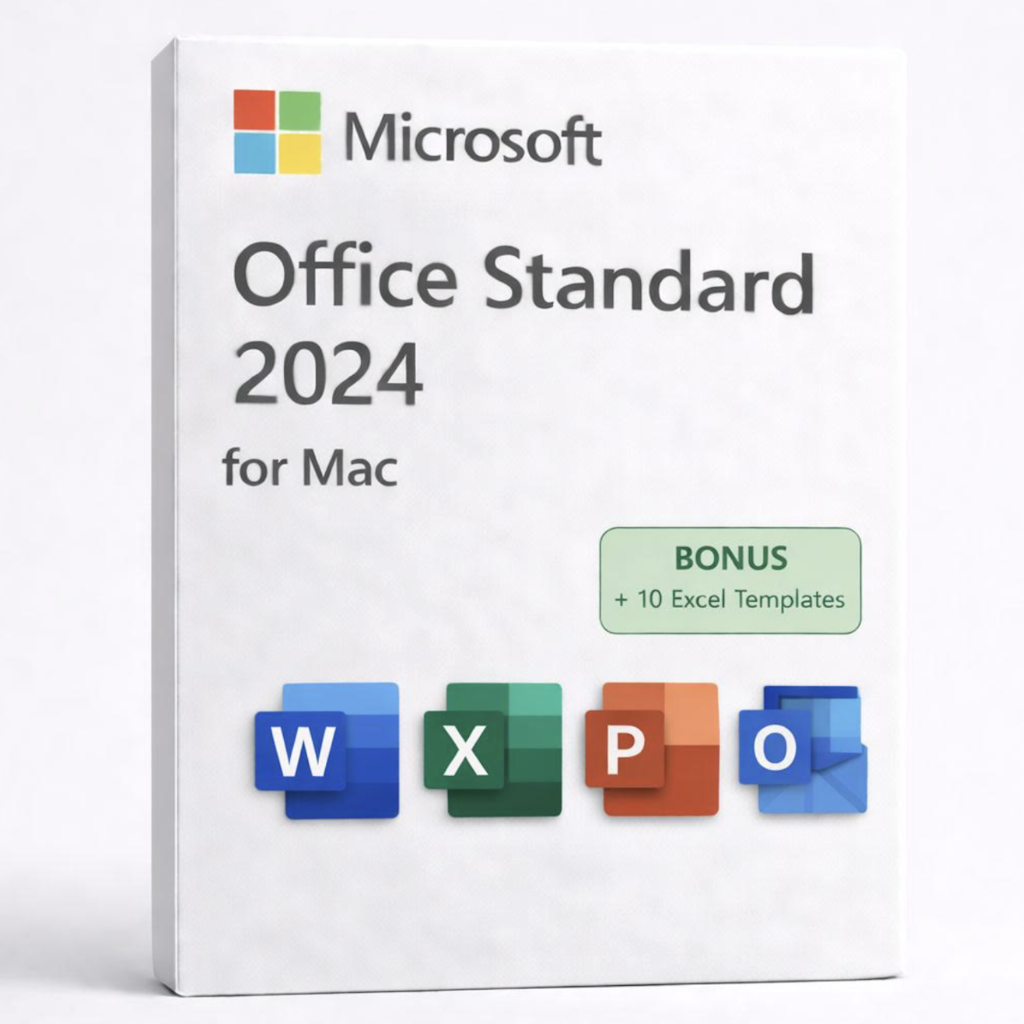 Microsoft Office Standard 2024 for Mac + 10 Excel Templates: $14