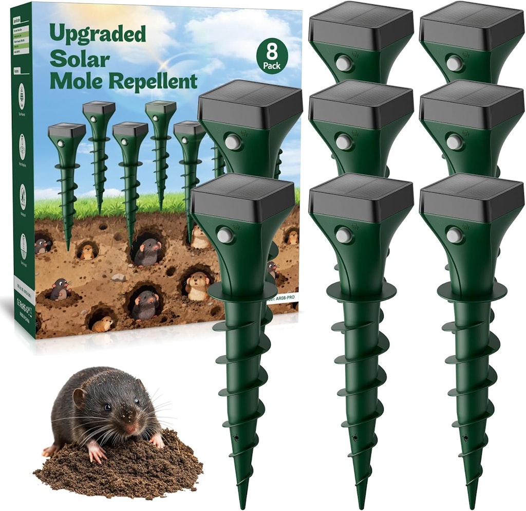 Peepst Solar-Powered Mole Repellent Stakes 8-Pack: $47.99