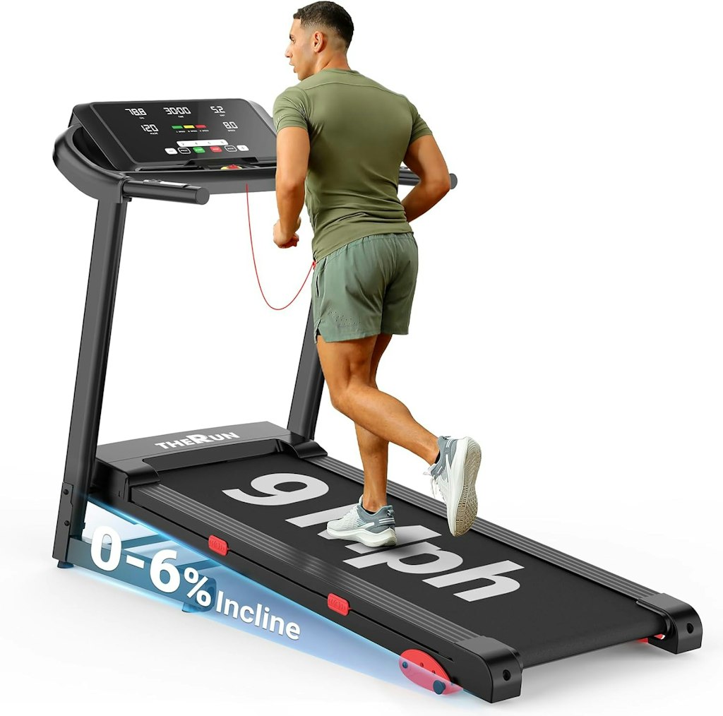 Therun Foldable Incline Treadmill: $224.99