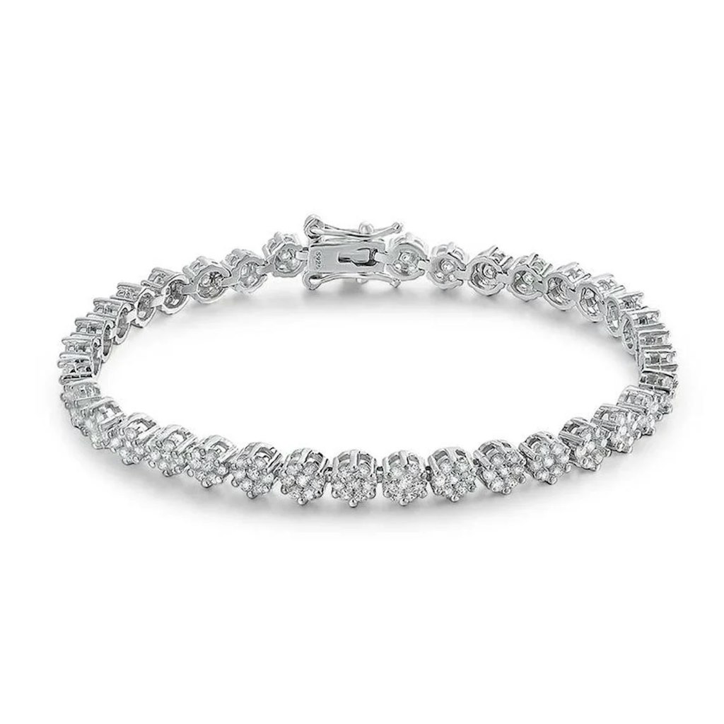 Brilliant Flower Created Moissanite Tennis Bracelet in 14K Gold: $139