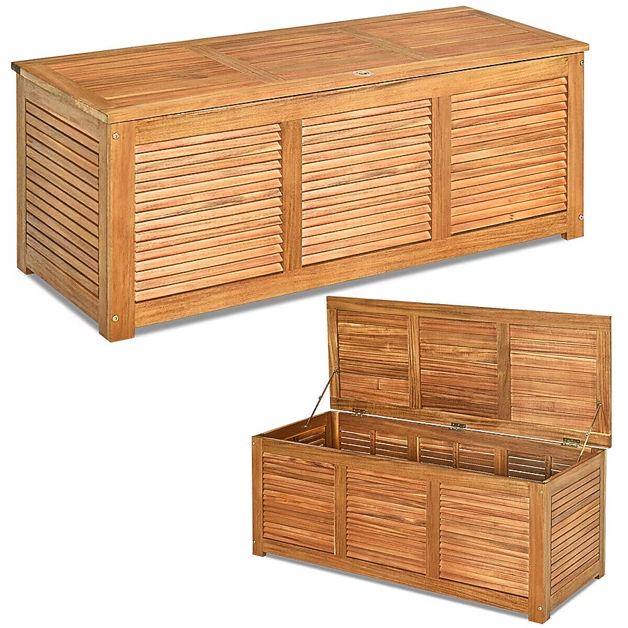 Wellfor Outdoor Storage Box 47-Gallon Natural Wood Deck Box: $157