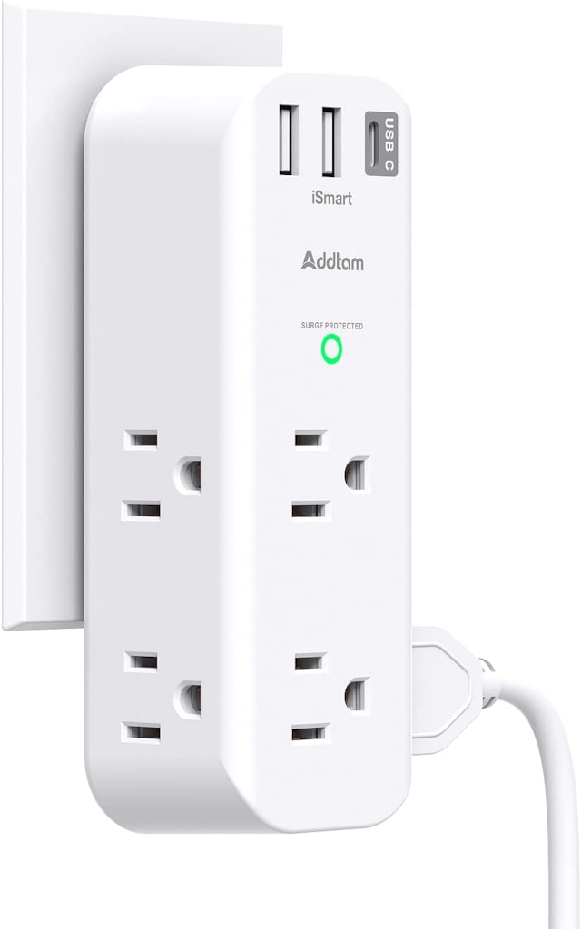 Addtam 6-Outlet Surge Protector w/ 3 USB Ports: $6.99