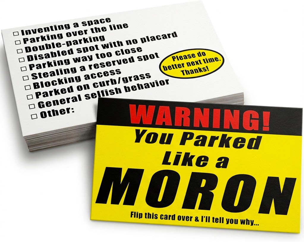 Witty Yeti Funny Bad Parking Notes 25-Pack: $4.99