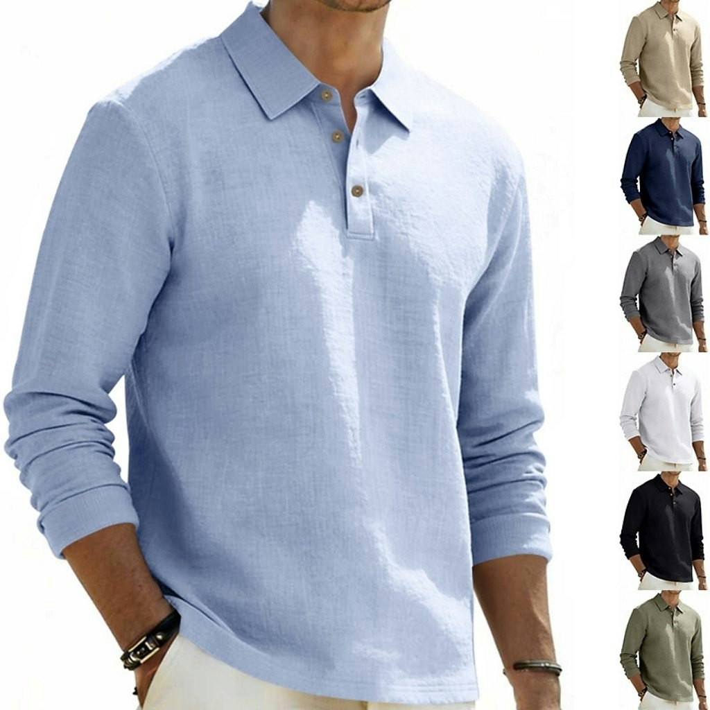 Men's Linen Polo Shirts Casual Linen Tops: 2 for $16