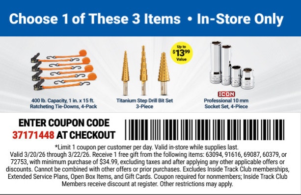Harbor Freight Gift : Free w/ $35 in-store purchase