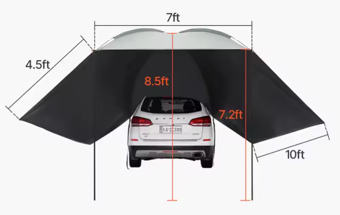 SucceBuy 10 x 7-Foot Retractable Vehicle Awning: $62
