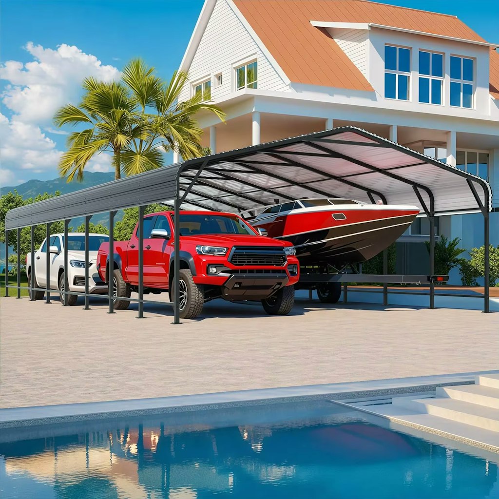 Viwat 20x12-ft. Galvanized Metal Carport w/ Enhanced Base: $465 Viwat 20x12-ft. Galvanized Metal Carport w/ Enhanced Base: $465