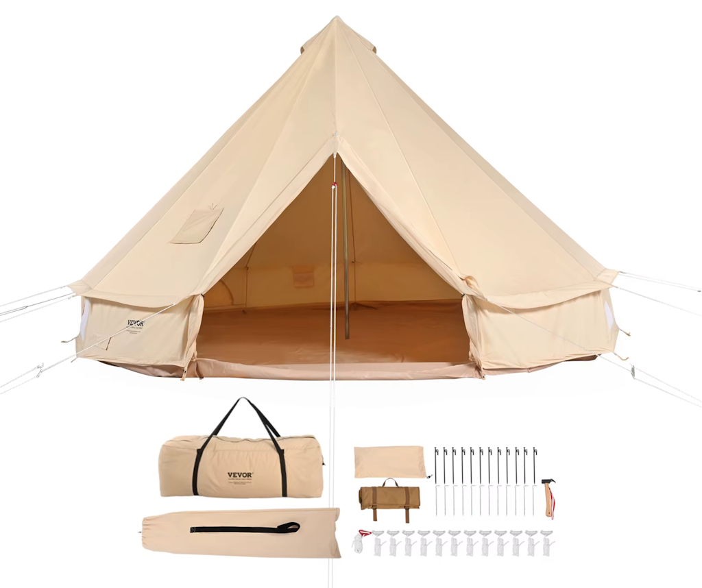 SucceBuy 4-Seasons 8-Man Yurt Canvas Tent w/ Stove Vent: $266