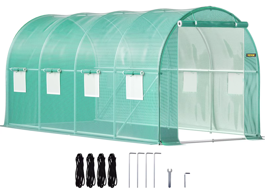 SucceBuy Walk-in 15x7-ft. Galvanized-Frame Tunnel Greenhouse: $65