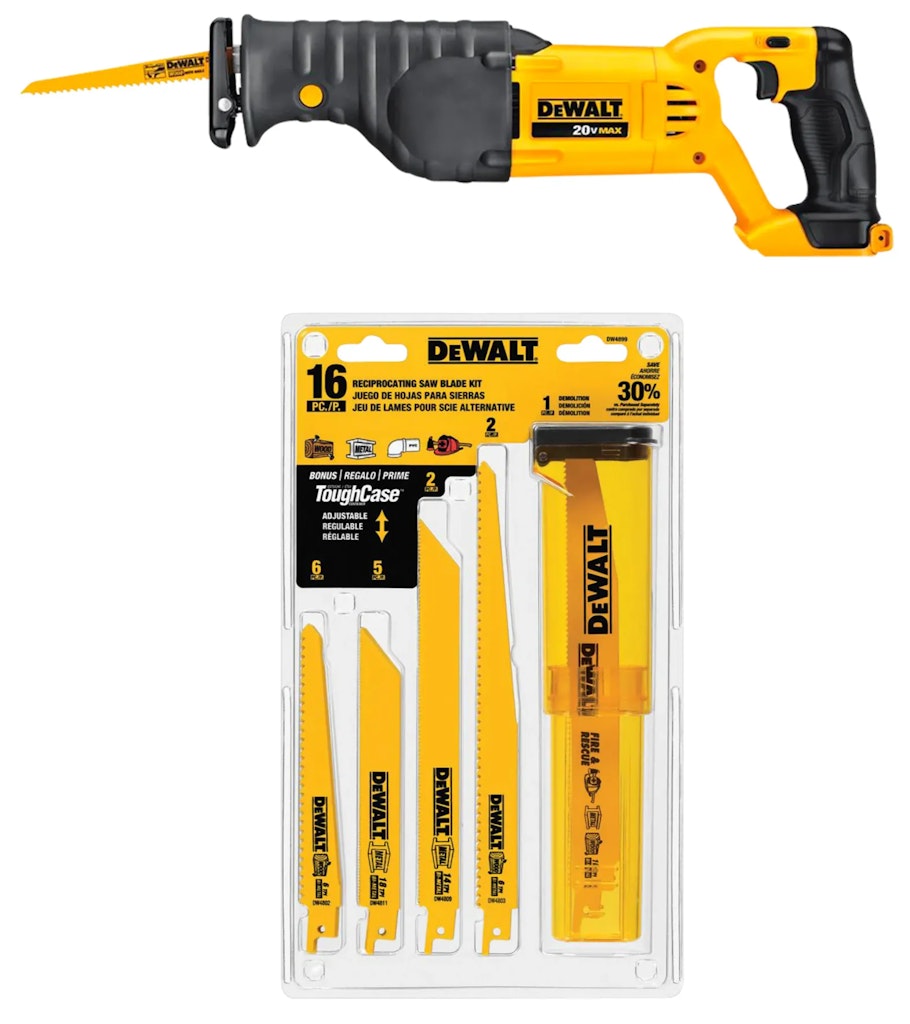 DeWalt 20V Reciprocating Saw w/ 16-Pack Reciprocating Blades: $129