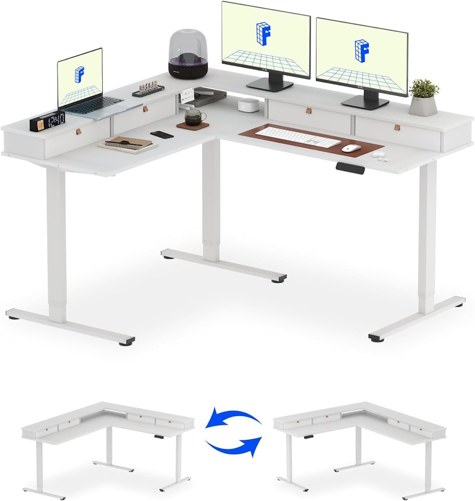Flexispot 63" L Shaped Standing Desk with Drawers: $199.99