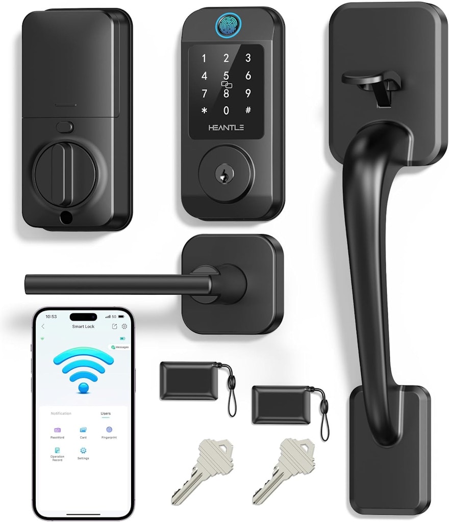 Heantle Wi-Fi Smart Lock with Handle Set: $65 w/ Prime