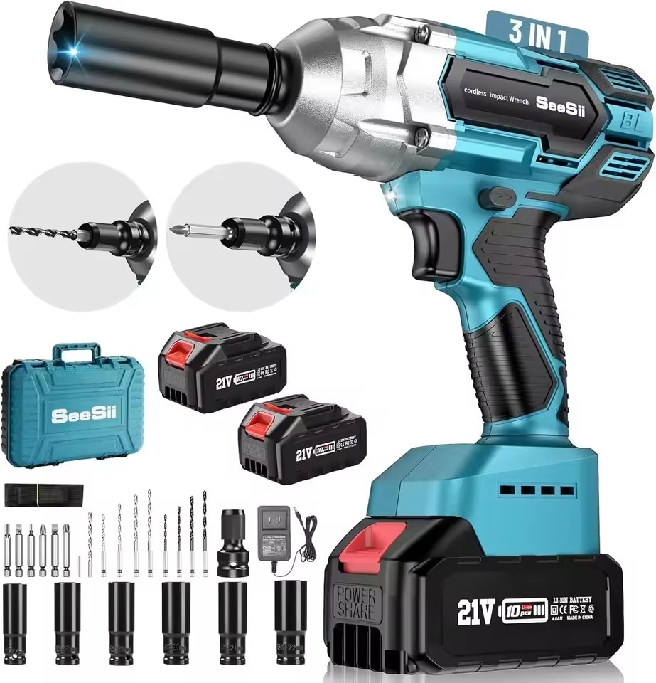 Seesii 1/2" Cordless Impact Wrench: $60