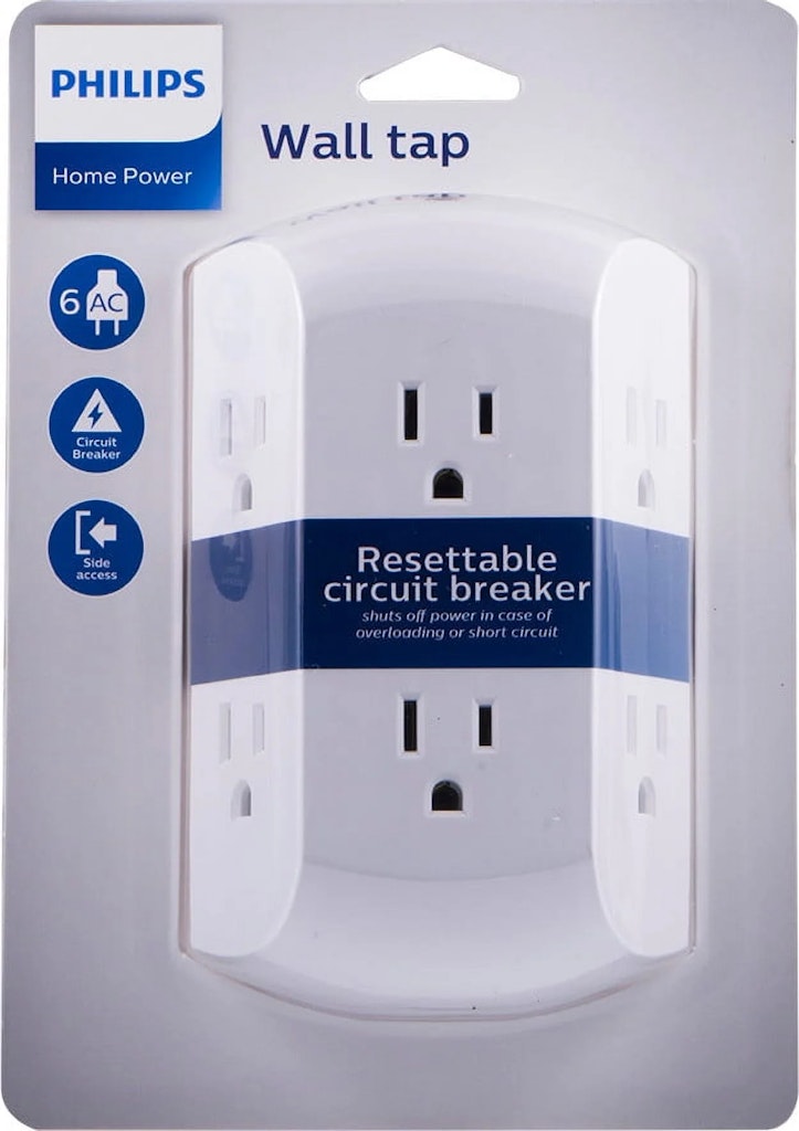 Philips 6-Outlet Grounded Wall Tap w/ Resettable Circuit Breaker: $8.97 Philips 6-Outlet Grounded Wall Tap w/ Resettable Circuit Breaker: $8.97