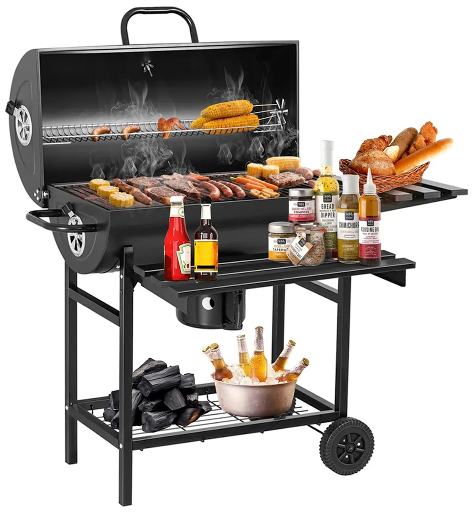 Orfeld Portable Charcoal BBQ Grill w/ 2 Foldable Side Tables: $83 Orfeld Portable Charcoal BBQ Grill w/ 2 Foldable Side Tables: $83