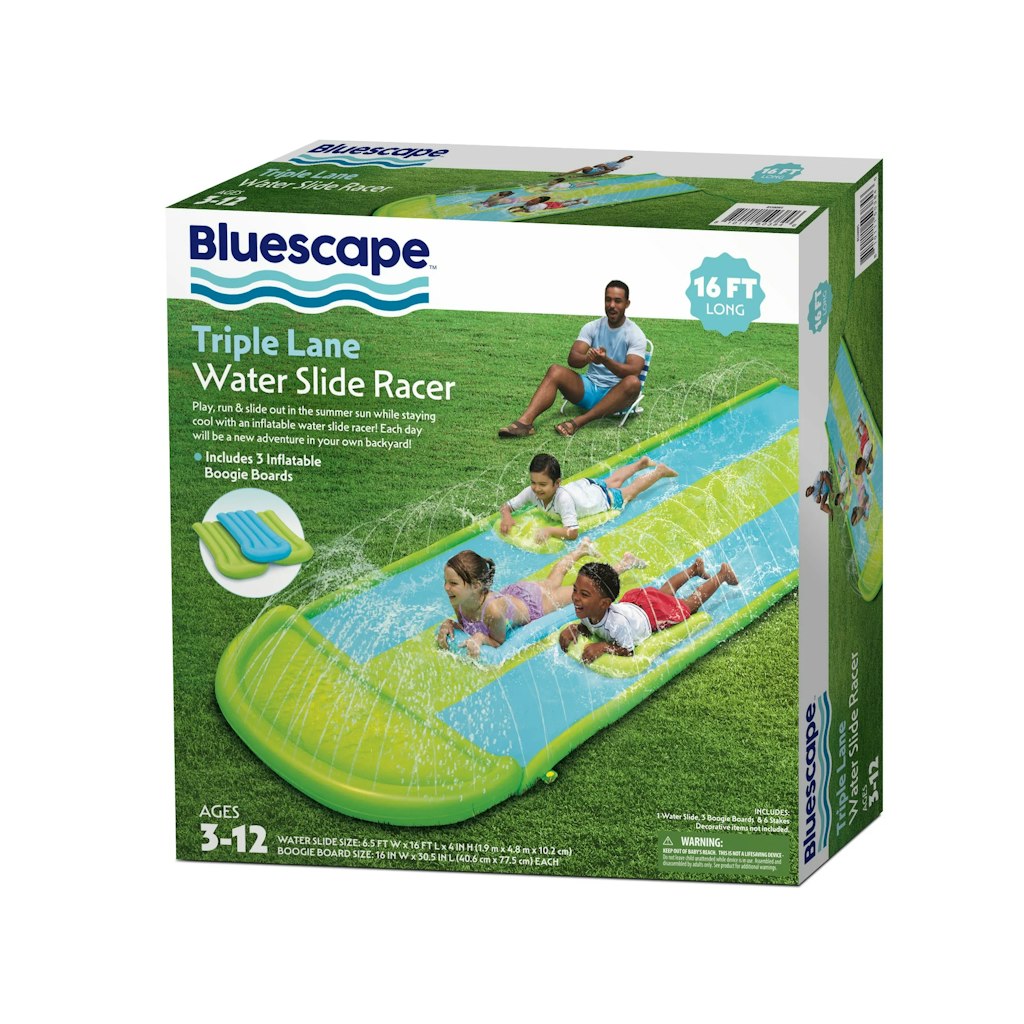 Bluescape Triple-Lane Water Slide w/ 3 Boogie Boards: $30