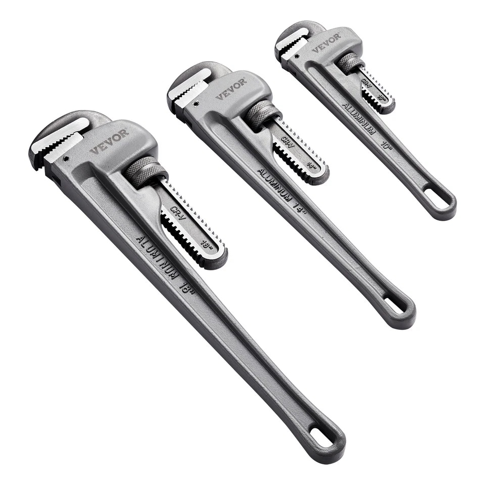 Vevor 3-Piece Heavy-Duty Straight Pipe Wrench Set: $41