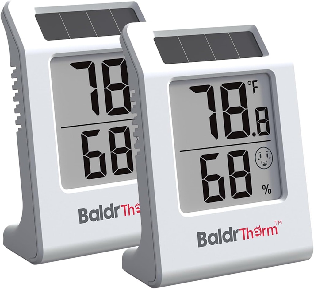 BaldrTherm 2.2'' Digital Solar Thermometer and Hygrometer 2-Pack: $9.99
