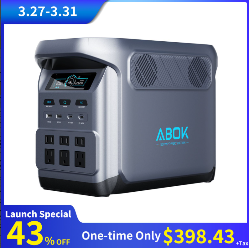 [LAUNCH EXCLUSIVE] ABOK 1kWh Ark1800 1,800W / 1,024Wh / 39m 0-80% Fast Charge Portable Power Station: $398 (43% off)