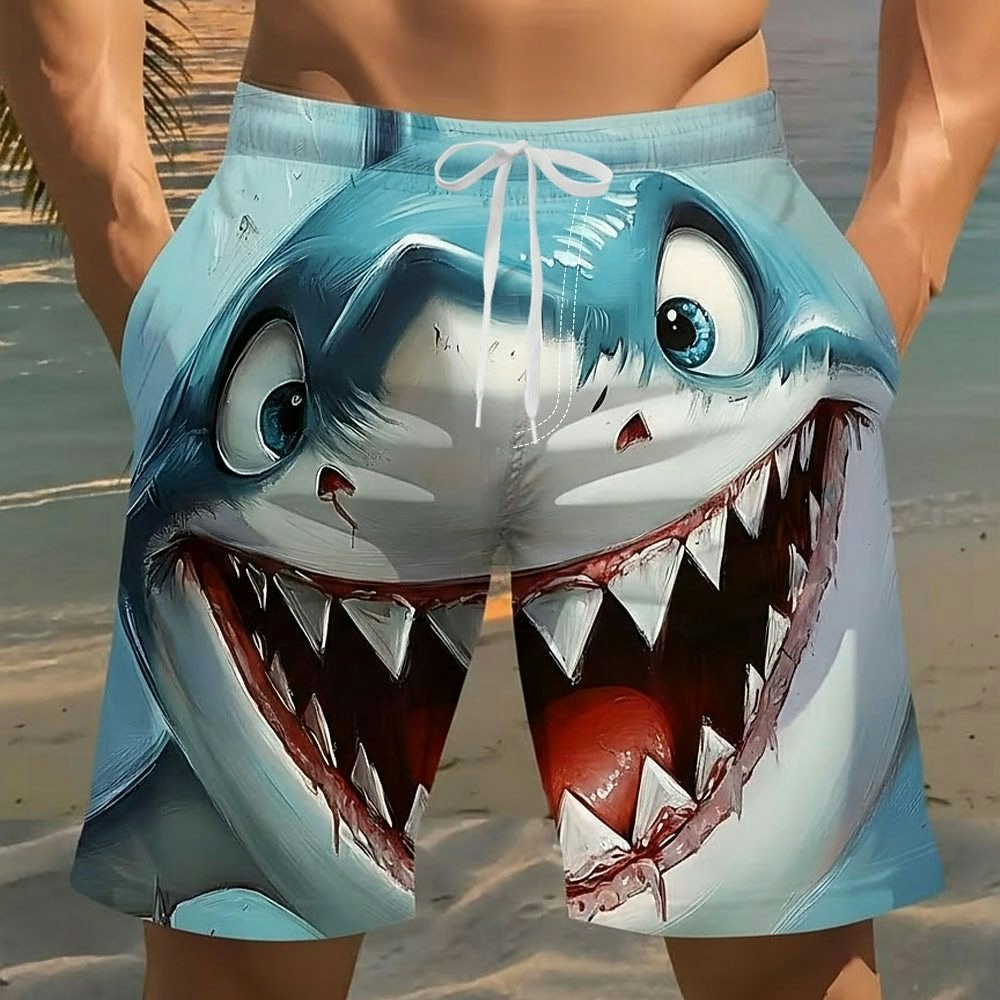 Men's Animal Cartoon Shark Swim Trunks: $8