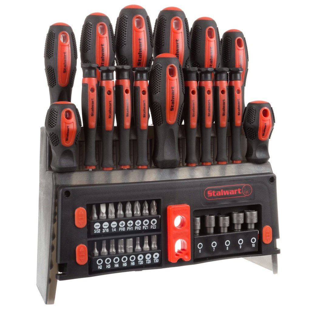 Stalwart 39-Piece Magnetic Screwdriver Set w/ Storage Rack: $18
