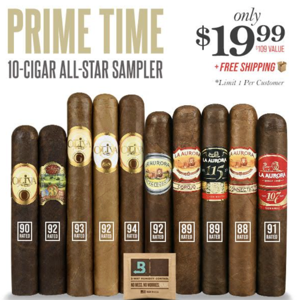 Prime Time 10-Cigar All-Star Sampler: $20 Prime Time 10-Cigar All-Star Sampler: $20