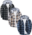 Men's Flannel Hoodie Shirt 3-Pack for $36 + free shipping
