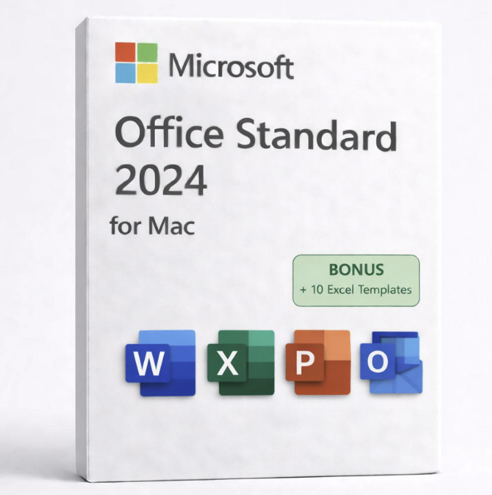 Microsoft Office Standard 2024 for Mac Lifetime License+ 10 Excel Templates: $13