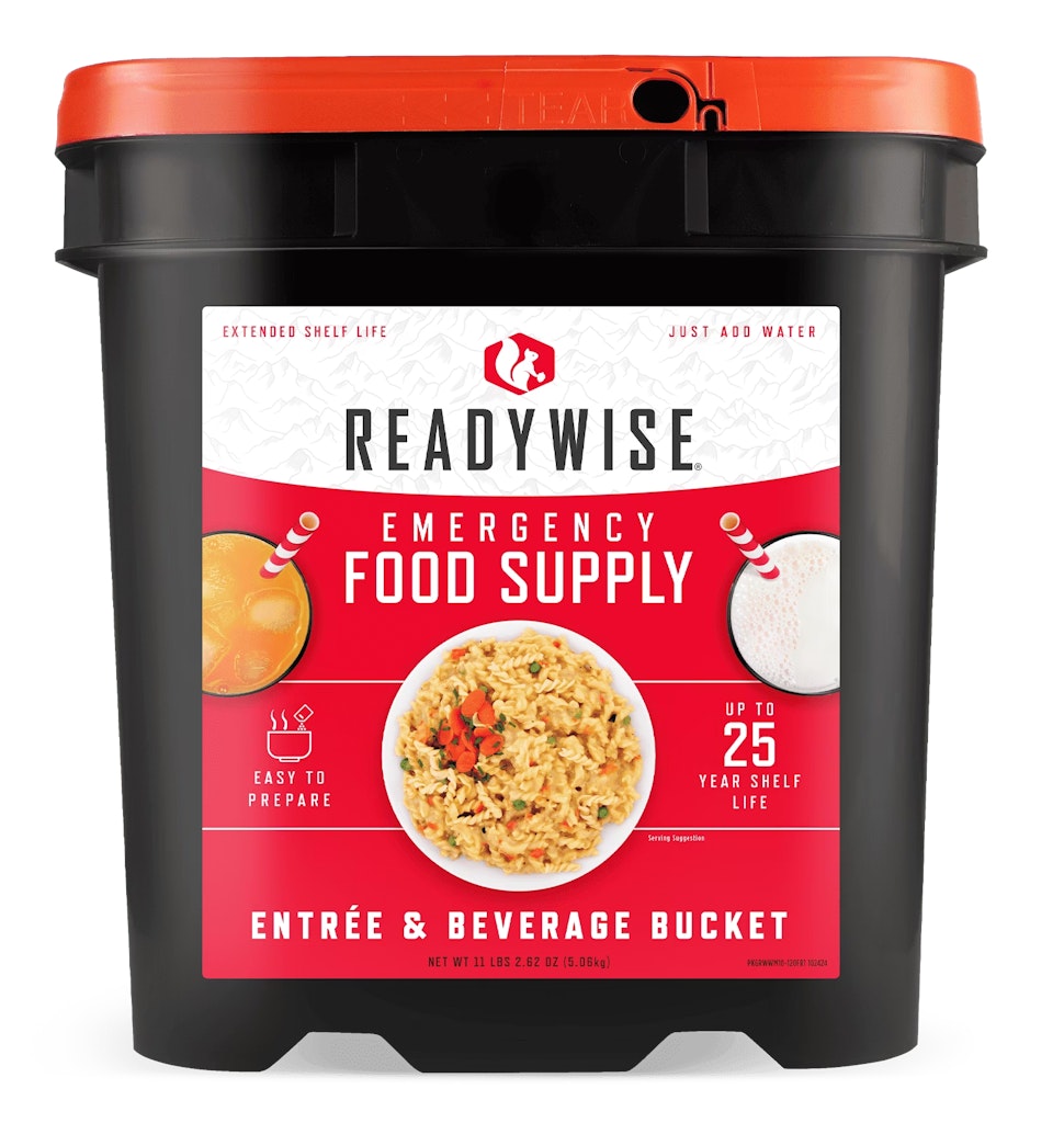 ReadyWise 120-Serving Entreé & Beverage Emergency Food Bucket: $74