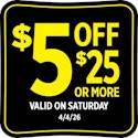 Dollar General Coupon for $5 off $25 on April 4