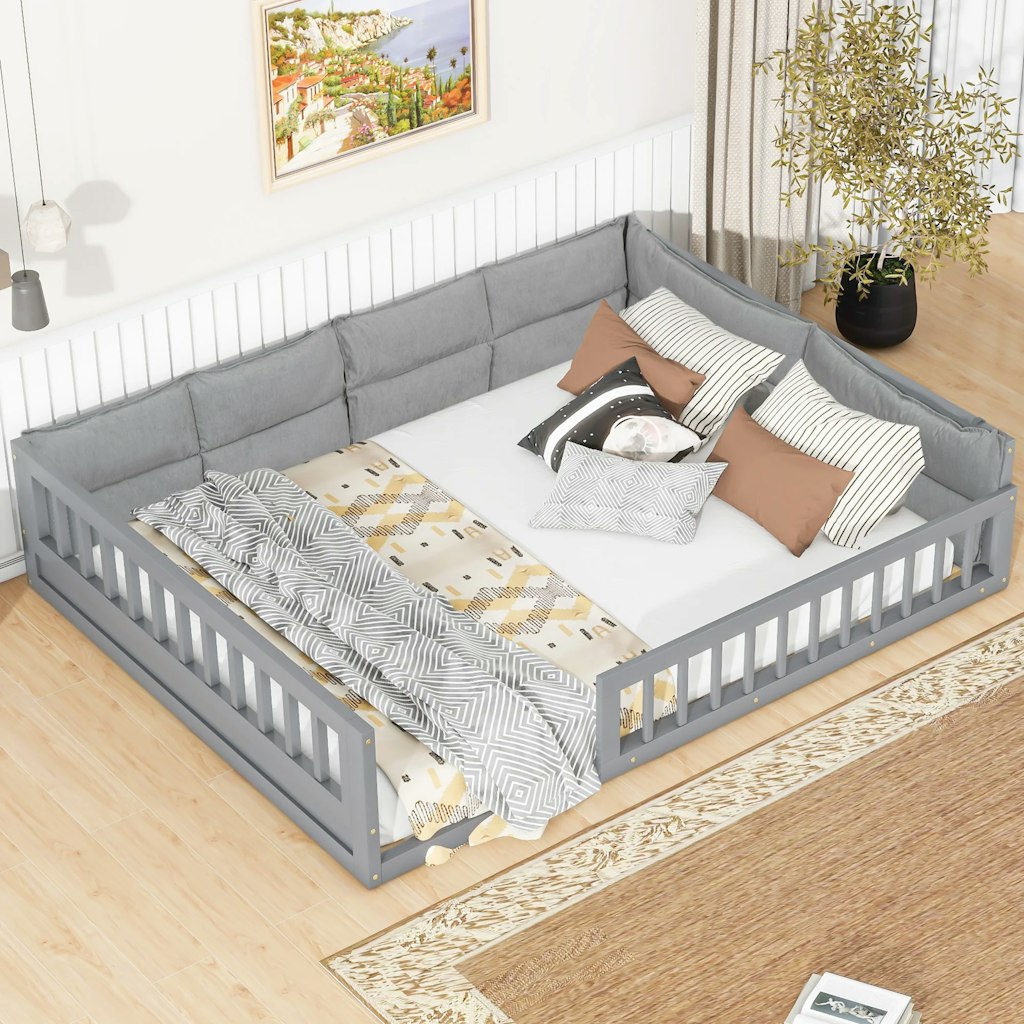 Euroco Upholstered Full Platform Bed: $197