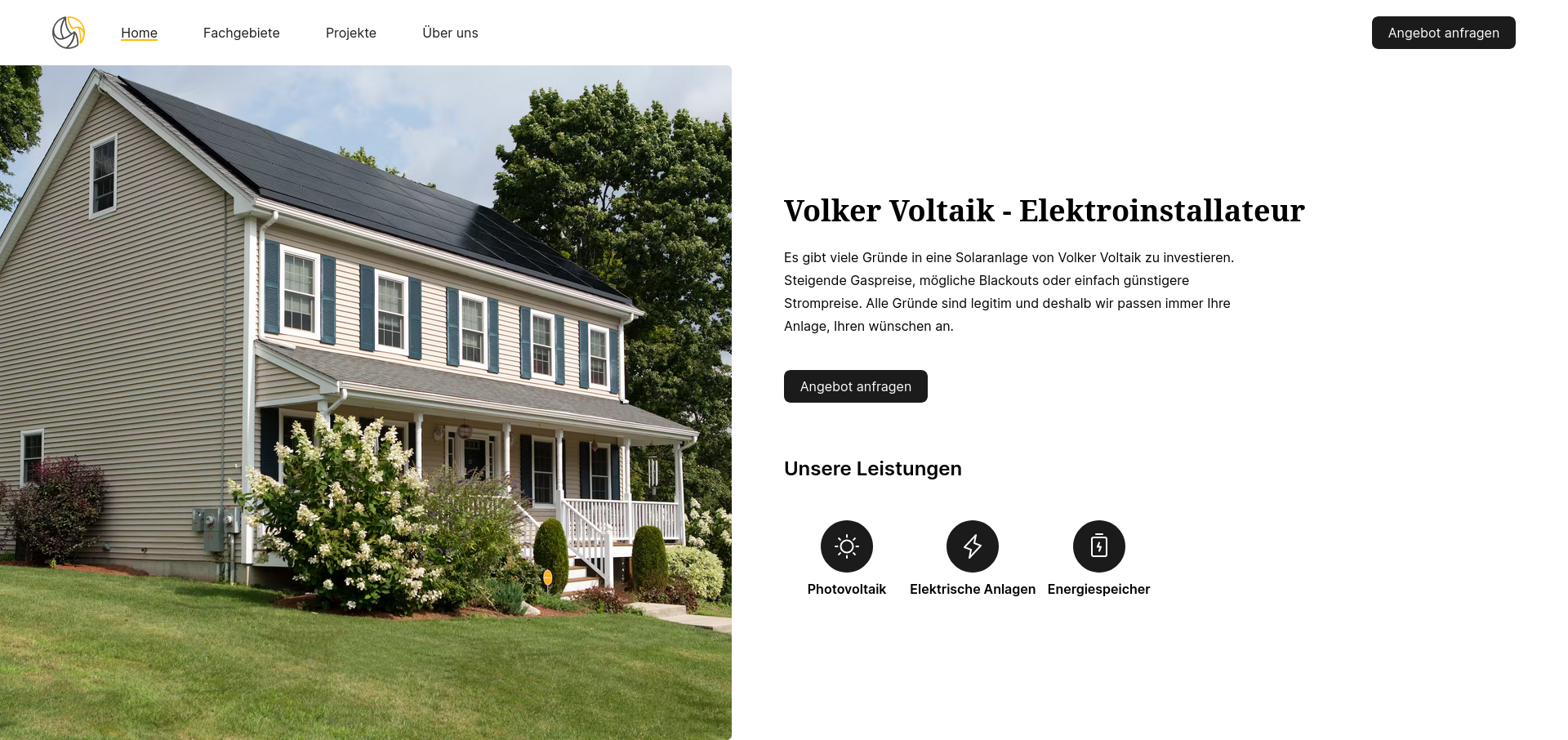 Screenshot of Volker Voltaik Website