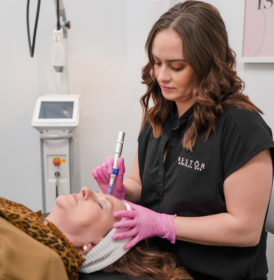 patient receiving microneedling in Boulder