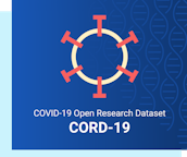 Newsletter Thumbnail for 2020-03. Logo of coronavirus above 'Covid-19 Open Research Dataset, CORD-19'.