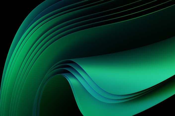 A computer generated image showing swaths of shapes, meant to depict a hopeful futuristic feeling.