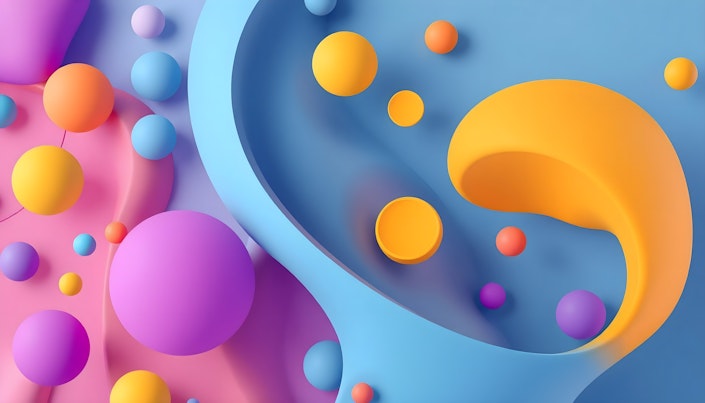 Swirling 3D shapes.