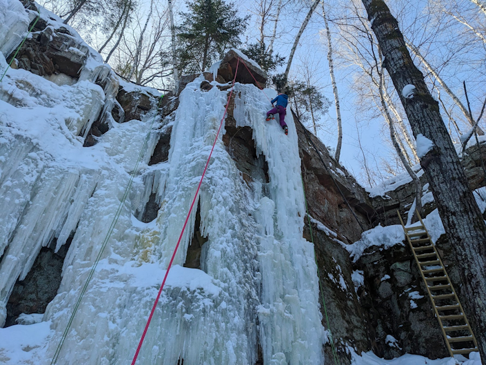 Waterfall Ice Climbing in Minnesota, Sandstone.