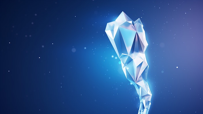 Abstract robot arm polygonal concept.
