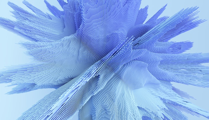 3d render of abstract explosion shape. Blue futuristic background.