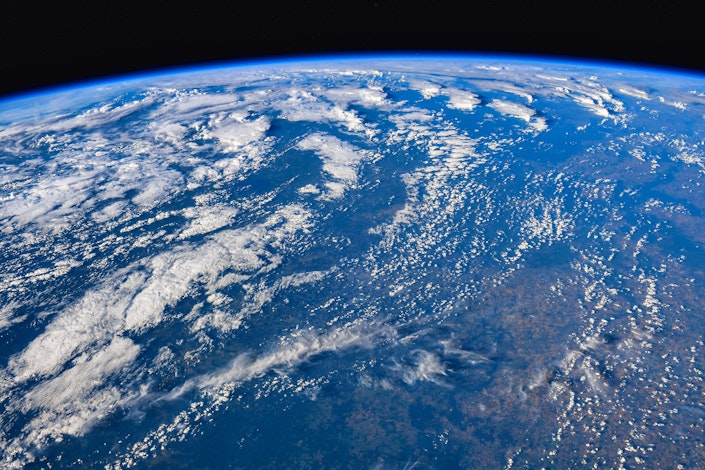 Beautiful cloud patterns seen from space. Digital enhancement. Elements of this image furnished by NASA