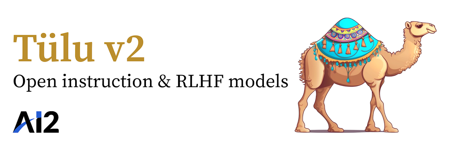 Logo for Tulu 2 - Open Instruction & RLHF models. A camel with a decorative turquoise saddle.