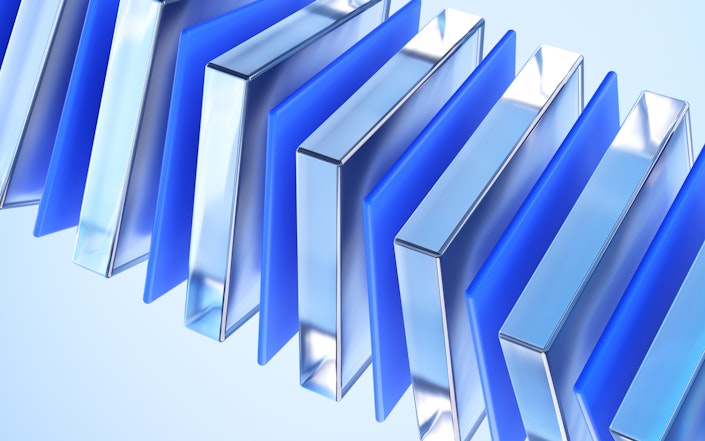 Dynamic background with glass and plastic shapes.