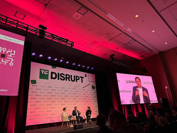 Panelists on a stage at TechCrunch Disrupt 2024.