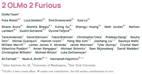 A list of OLMo contributors, which can be found in the 2 OLMo 2 Furious paper.