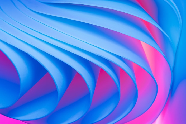 Abstract layers of flat shapes.