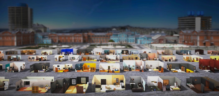 A variety of simulated household rooms