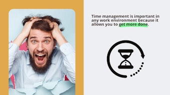 A visual for a time management course. Time management is important to protect your work environment, environmental installation artist style, verdadism, magewave, dark amber and green, strong facial expression, ilford sfx, anemoiacore --ar 16:9