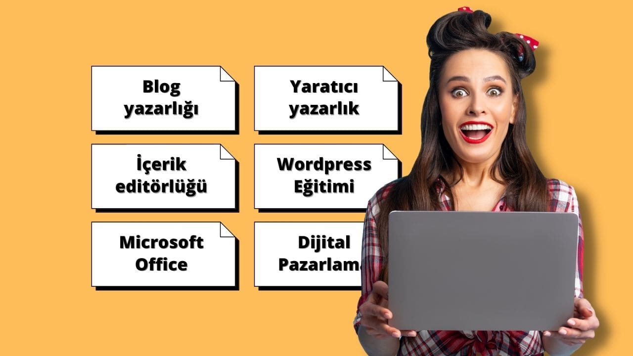 Bu görüntüde elinde dizüstü bilgisayar tutan ve muhtemelen evden blog yazarak nasıl para kazanılacağına dair çevrimiçi bir kurs alan bir kadın görülüyor. Dizüstü bilgisayar ekranında aynı konuyla ilgili bir başlık içeren bir sayfa görüntüleniyor. Kadının odaklanmış ve kararlı ifadesi kursu ciddiye aldığını gösteriyor. Bu kurs, izleyicilere başarılı bir ev tabanlı blogu nasıl başlatacaklarını ve sürdüreceklerini ve nihayetinde bundan nasıl para kazanacaklarını öğreten altı eğitimden oluşmaktadır. Bu kurs, gerekli tüm kaynakları ve rehberliği sağladığından, bir blog başlatmak ve ekstra gelir elde etmek isteyen herkes için mükemmeldir.