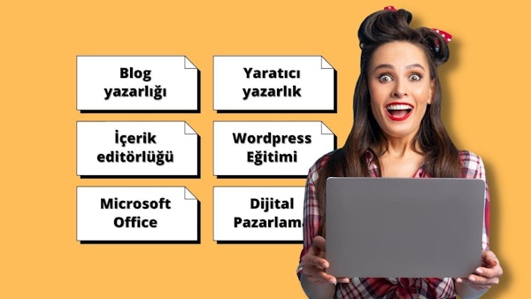 Bu görüntüde elinde dizüstü bilgisayar tutan ve muhtemelen evden blog yazarak nasıl para kazanılacağına dair çevrimiçi bir kurs alan bir kadın görülüyor. Dizüstü bilgisayar ekranında aynı konuyla ilgili bir başlık içeren bir sayfa görüntüleniyor. Kadının odaklanmış ve kararlı ifadesi kursu ciddiye aldığını gösteriyor. Bu kurs, izleyicilere başarılı bir ev tabanlı blogu nasıl başlatacaklarını ve sürdüreceklerini ve nihayetinde bundan nasıl para kazanacaklarını öğreten altı eğitimden oluşmaktadır. Bu kurs, gerekli tüm kaynakları ve rehberliği sağladığından, bir blog başlatmak ve ekstra gelir elde etmek isteyen herkes için mükemmeldir.
