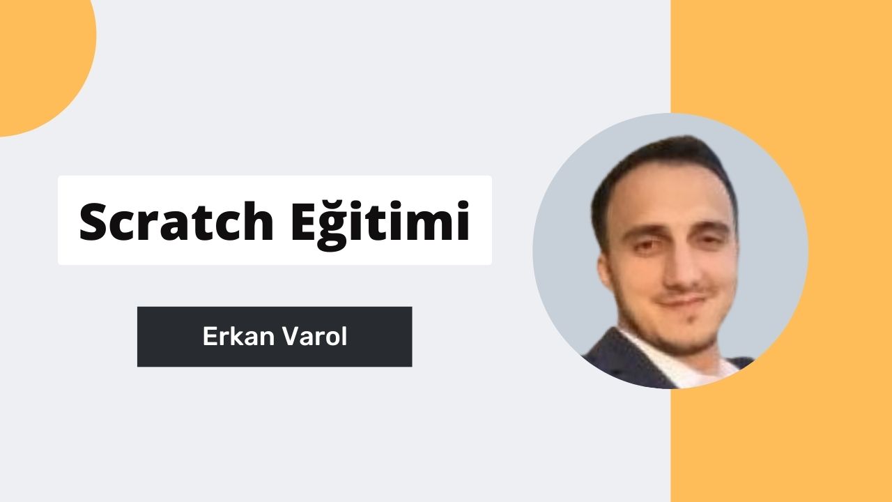 Bu, çevrimiçi bir Scratch kursunun görüntüsüdür. Bir dizüstü bilgisayarın önünde duran, neşeli bir ifadeye sahip takım elbiseli bir adam görülüyor. Kurs, kullanıcıların Scratch ile kod ve bilgisayar programlamanın temellerini öğrenmelerine yardımcı olmak için tasarlanmıştır. Kodlama ve programlamanın temellerini öğrenmek için kolay ve sezgisel bir yol sağlar. Kurs sayesinde kullanıcılar kodlamanın arkasındaki kavramları daha iyi anlayabilir ve kendi interaktif hikayelerini, oyunlarını ve animasyonlarını oluşturabilirler. Bu kurs, kodlama ve programlamaya başlamak ya da becerilerini geliştirmek isteyenler için idealdir. Hem eğlenirken hem de kodlama ve bilgisayar programlamayı daha iyi anlamanın harika bir yoludur.